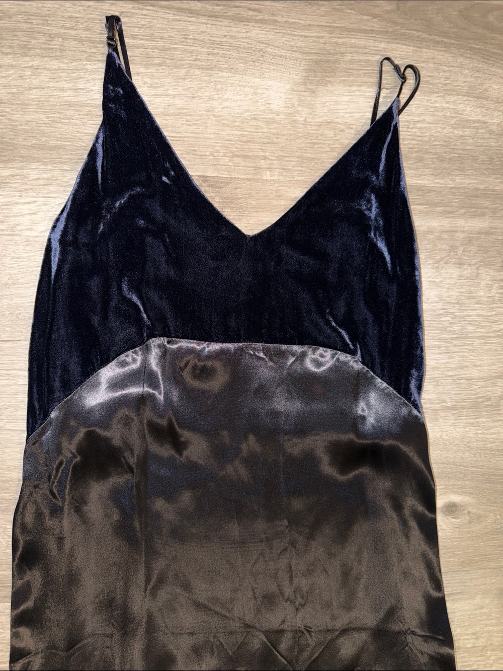 NWT Maje Ryck Velvet and Satin Navy Slip Dress - Picture 5 of 15